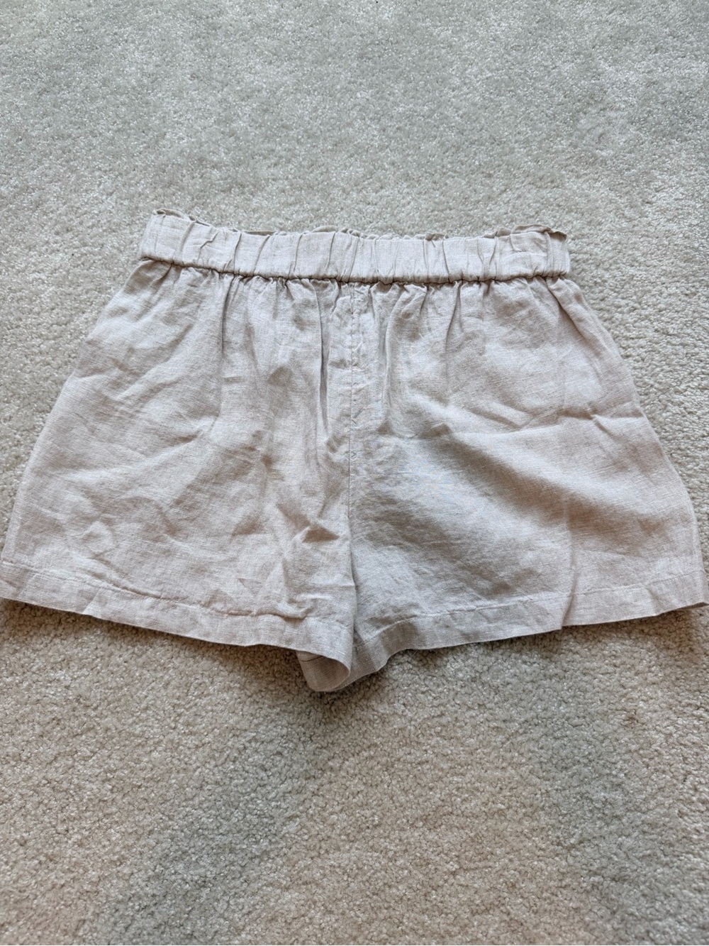 J.Crew Tropez 100% Linen Pull-On Shorts Natural Oatmeal Beige Size Large - Picture 3 of 11